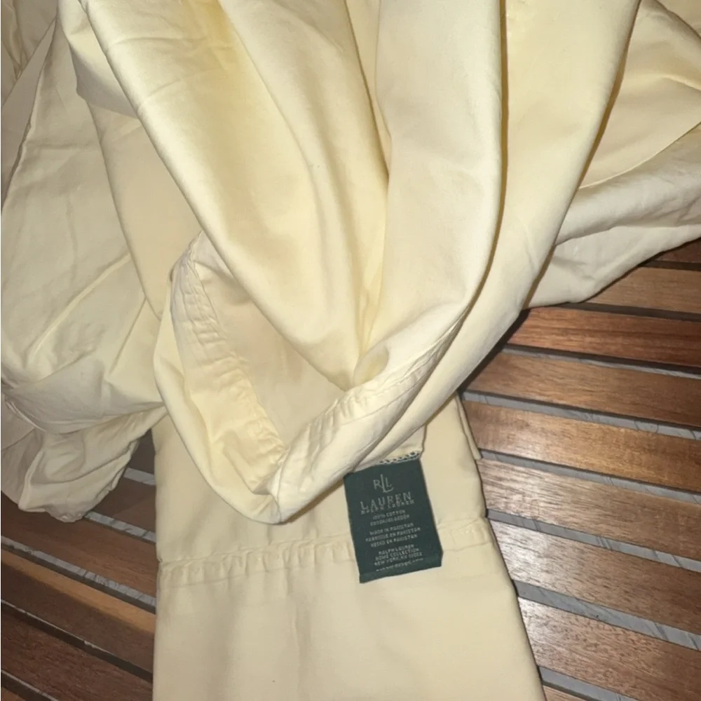 Ralph Lauren Dunham Buttercream Yellow 4pc full double sateen cotton Sheet Set